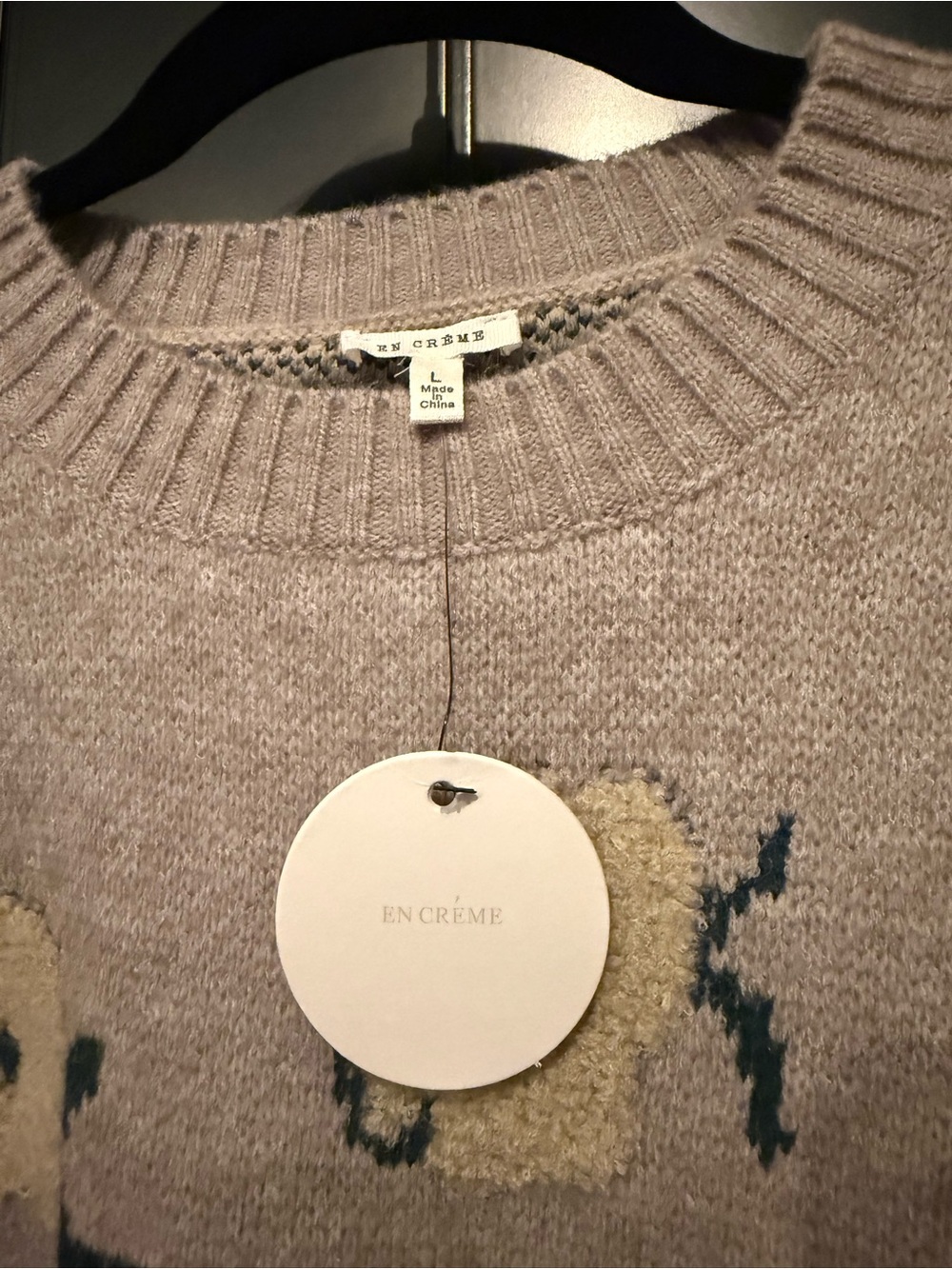 NWT En Creme Gray Cloud Flower Floral Crewneck Sweater - Picture 3 of 9